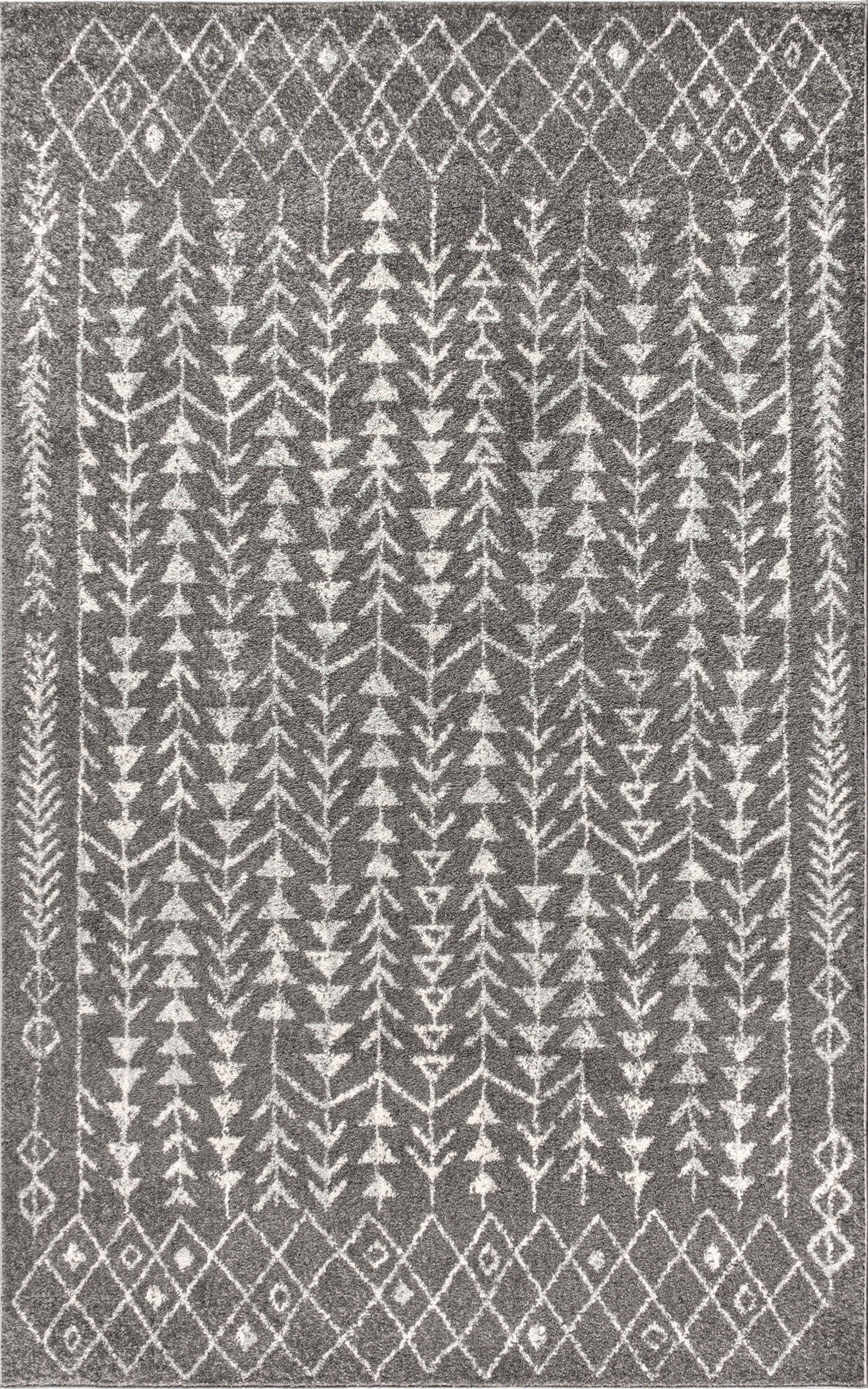 JONATHAN Y MOROCCAN HYPE 3 x 5 Area Rug, Ziri Moroccan Geometric - Gray/Cream, MOH210B-3
