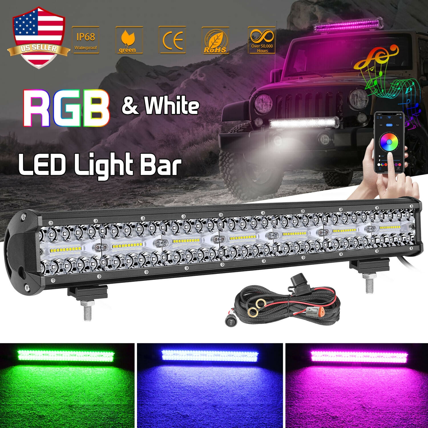 23"inch 144W Offroad Led Work Light Bar 4X 4" 18W Pods Cube fit UTE Truck JEEP 