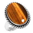 thumbnail image 1 of 925 Silver Ring For Women - Teens Brown Natural Tiger Eye Stone Silver Ring Size 12 June Birthstone Simple Silver Ring Size 12 Gift For Mom On Christmas 925 Gemstone Silver Jewelry, 1 of 6