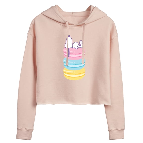 Peanuts - Snoopy Stacked Macarons - Juniors Cropped Pullover Hoodie