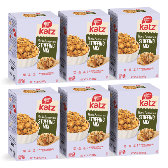 Katz Gluten Free Stuffing - Herb Seasoned |Gluten Free, Dairy Free, Nut Free, Soy Free, Kosher | (6 Pack, 6.0 Ounce Each)