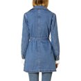 thumbnail image 3 of INSPIRE CHIC Women's Notched Lapel Button Front Belted Denim Trenchcoat Jacket, 3 of 7