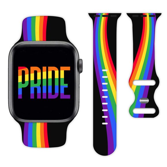 Pride Rainbow Watch Band Compatible Con Apple Watch 38 Mm, 40 Mm, 41 Mm, 42 Mm, 44 Mm, 45 Mm, Correa De Silicona De Repuesto Para Iwatch Series 7, 6, 5, 4, 3, 2, 1, Regalos Unisex Para Mujeres Y Hombr