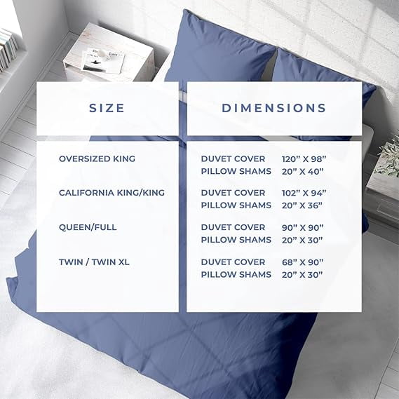 Homi Drapes 100% Egyptian Cotton 3 Piece Duvet Cover Set - Breathable All Season Comforter Cover with Zipper Closure & Corner Ties Sateen Weave (Blue Denim, King)