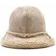 thumbnail image 2 of CoCopeaunts Solid Bucket Hat for Women Solid Suede Lamb Hair Warm Winter Hats Outdoor Sunscreen Reversible Double Sided Wear, 2 of 8