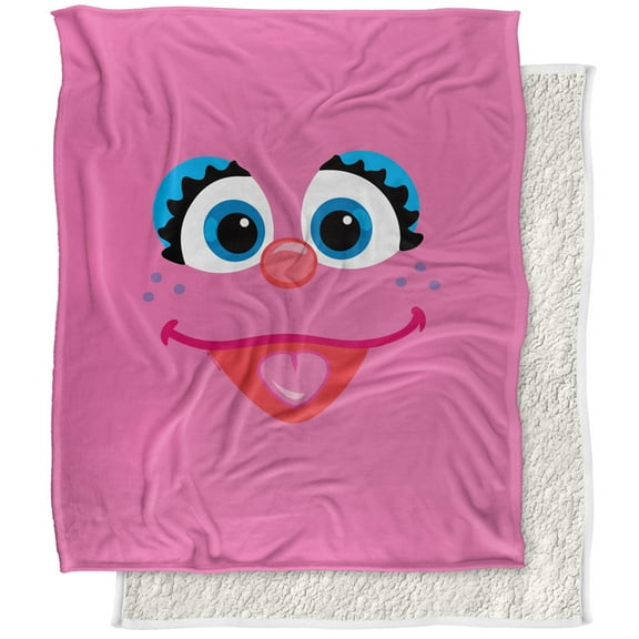Sesame Street Blanket, 50"x60", Abby Face Silky Touch Sherpa Back Super Soft Throw Blanket