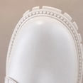 thumbnail image 6 of Kids Fall Winter Knee High Combat Boots Lace up Buckle Side Zipper Pu Faux Leather Thick Non Slip Long Shaft Boots for Girls Little & Big Kids White, 6 of 8