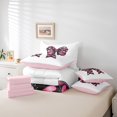 thumbnail image 6 of Manfei Cute Bow Knot 7 Pieces Bedding Comforter Set,Cartoon Lovea Pattern Full Bedding Set,Pink Black White Fitted Sheet Flat Sheet For Girls Teens,Luxury Bedroom Decor Reversible, 6 of 8