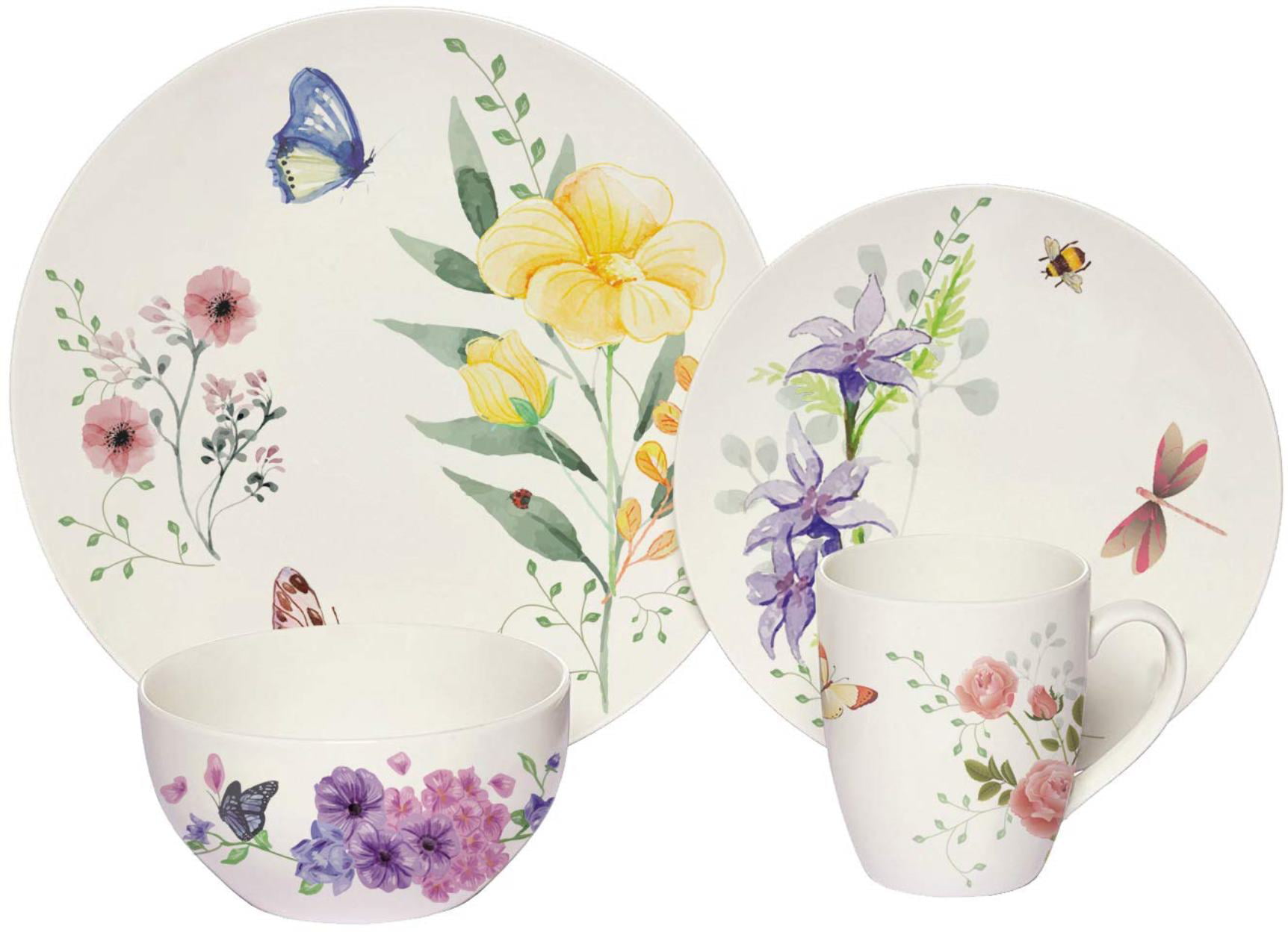4 Butterfly Insect & Flower 8" Plates Wisteria Catalog Salad Lunch 