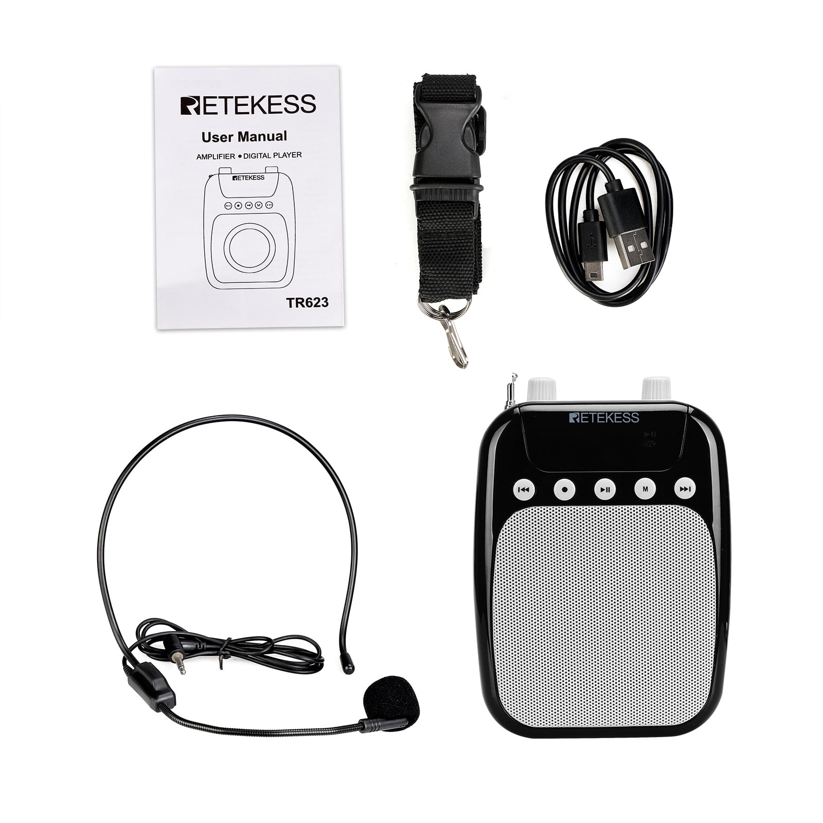 Portable Megaphone 20W Voice Amplifier Teacher Tourist Microphone Speaker 