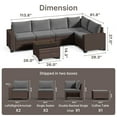 thumbnail image 6 of Patio Furniture Set, Asofer 6-PCS Outdoor Sectionals with Rattan Sofa & Thickened Cushions & Coffee Table for Garden, Backyard, Gray, 6 of 9