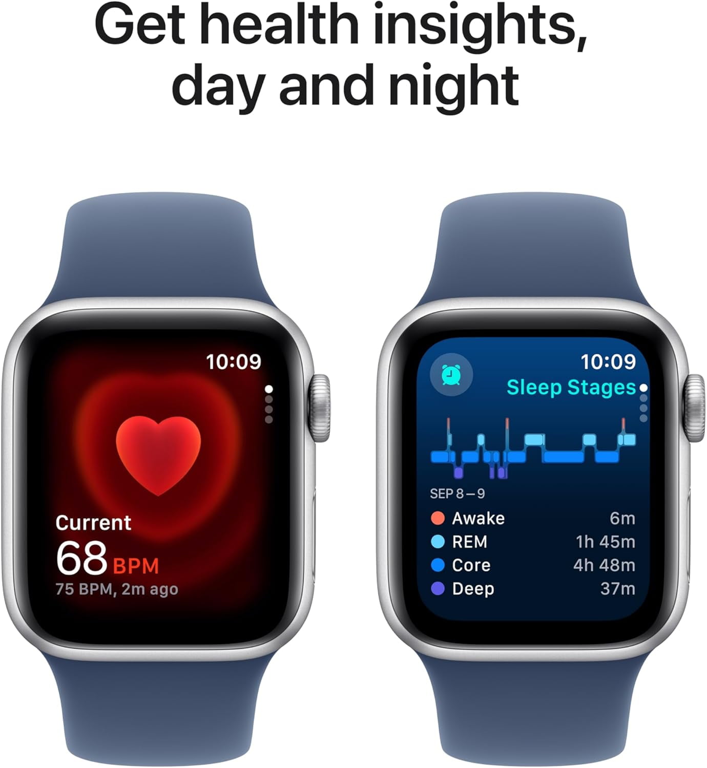 Apple Watch SE2 44mm GPS Silver Aluminum Case with Denim Sport Band S/M (Limit of 3 per order and 1 order per household)