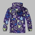 thumbnail image 5 of abtuhar Toddler Jacket,Kids Jacket,Girls Outdoor Floral Fleece Lined Light Windproof Jacket with Hood Purple 11 Years, 5 of 5