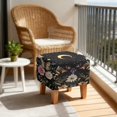 thumbnail image 4 of SCRAWLGOD Butterfly Daisy Rose Moon Print Black Ottoman Slipcovers Stretch Square Footrest Stool Covers Anti-Slip Ottoman Cover for Foot Stool Furniture Protector with Elastic Bottom, 4 of 7