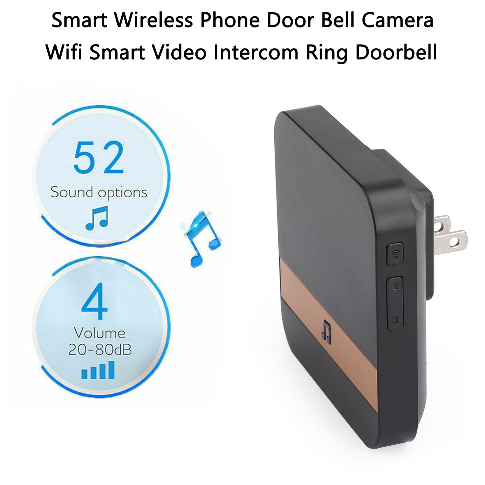 Smart Wireless WiFi Doorbell Door Chime Ding-Dong Video Bell Receiver 52-Tunes