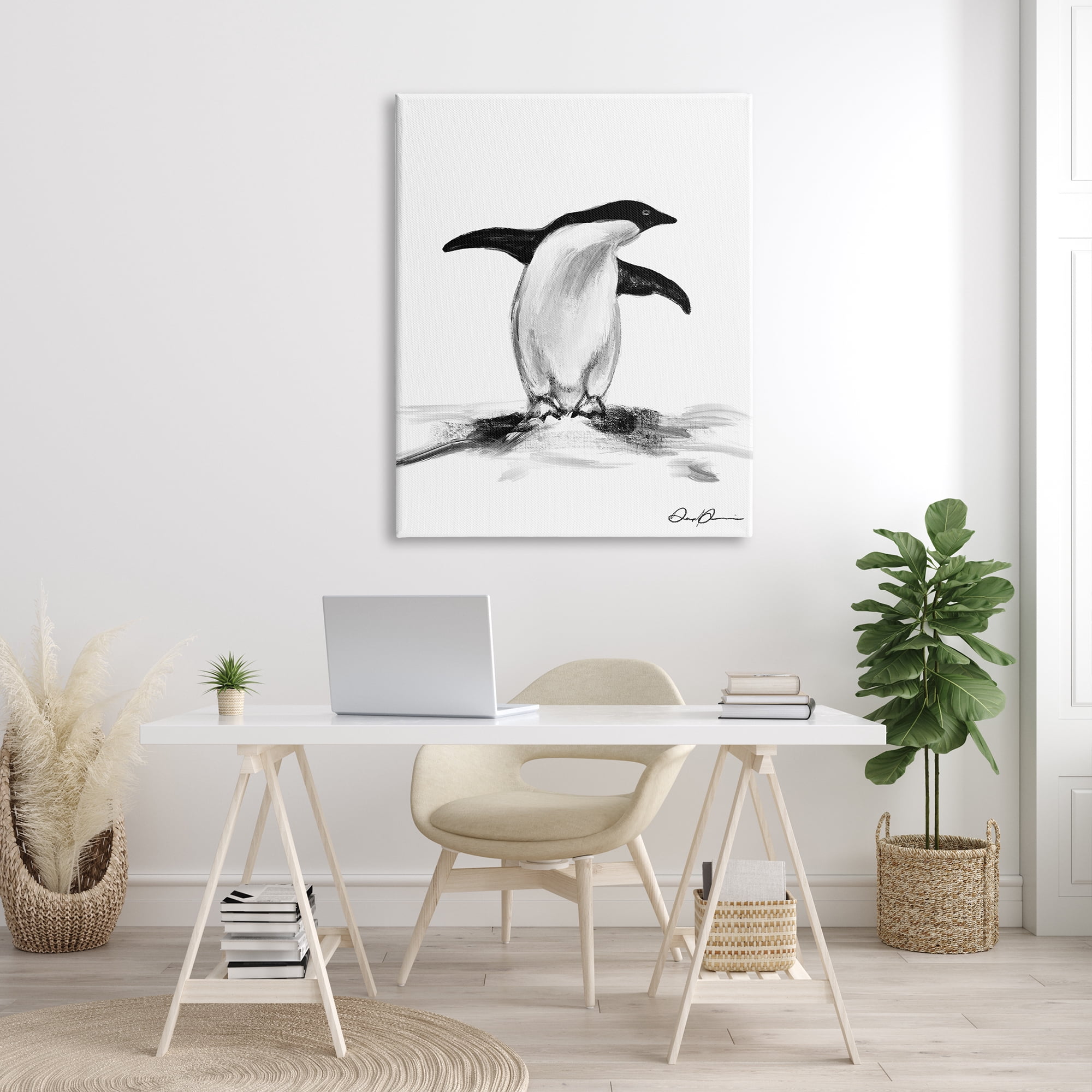 Stupell Industries Adorable Penguin On Snow Mound Arctic Tuxedo Bird, 36 x 48, Designed by Daphne Polselli