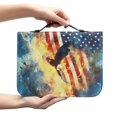 thumbnail image 2 of HELLHERO Eagle USA Flag Bible Cover, Zipper Pocket PU Leather Bible Bag for Church Daily Work, Multi-Pockets Church Bible Bag, 2 of 12