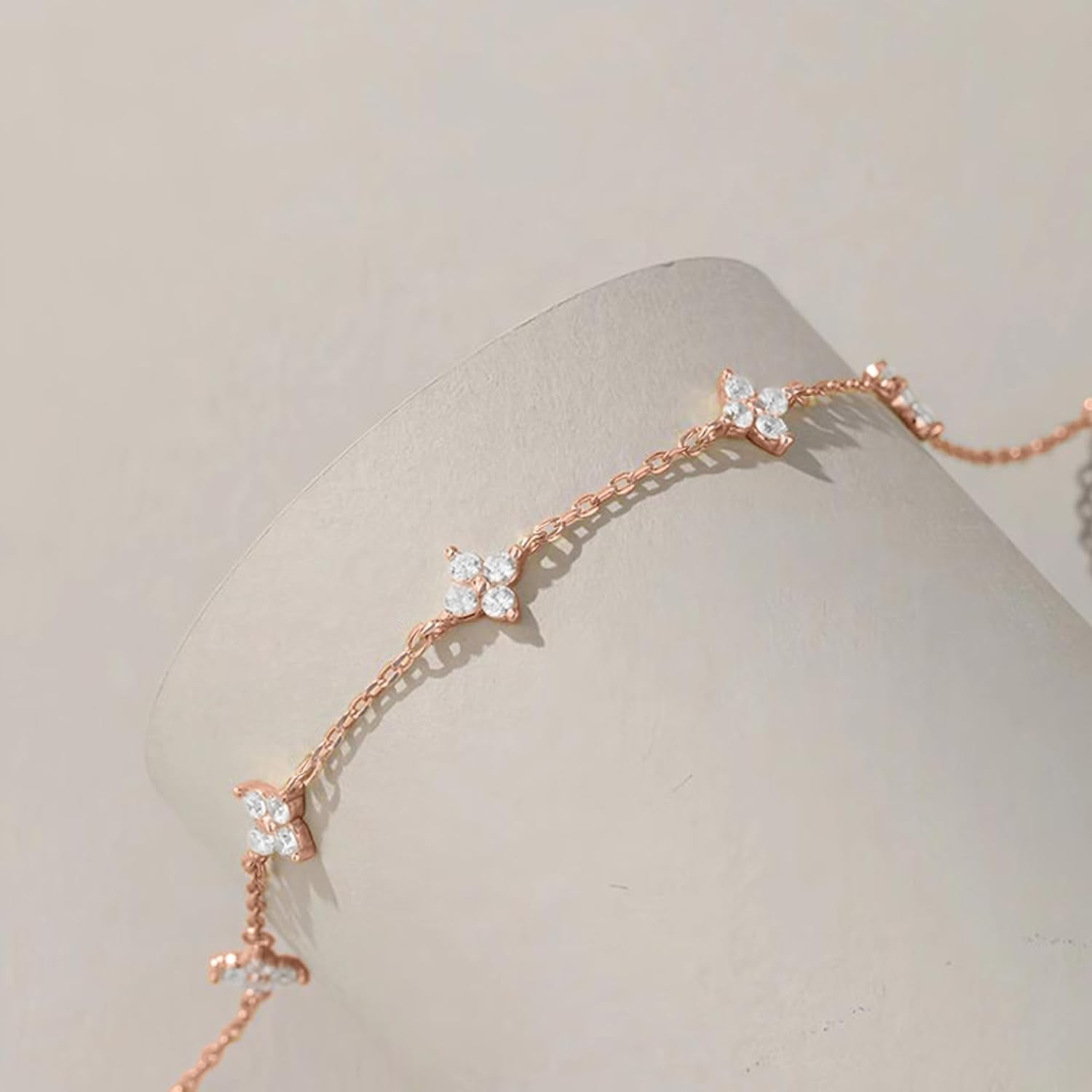 Lucky Leaf Necklace for Women 925 Sterling Silver Trendy 14K Gold Plating Layered Cute White CZ Flowers Pendant Choker Necklaces to Daughter Mom Minimalist Stackable Chain Wedding Prom Brides Jewelry
