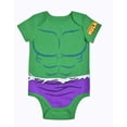thumbnail image 2 of Avengers Short Sleeve Onesie with Cap, Hulk Bodysuit, Baby Costume Romper Set, Green, Size 6M, 2 of 4