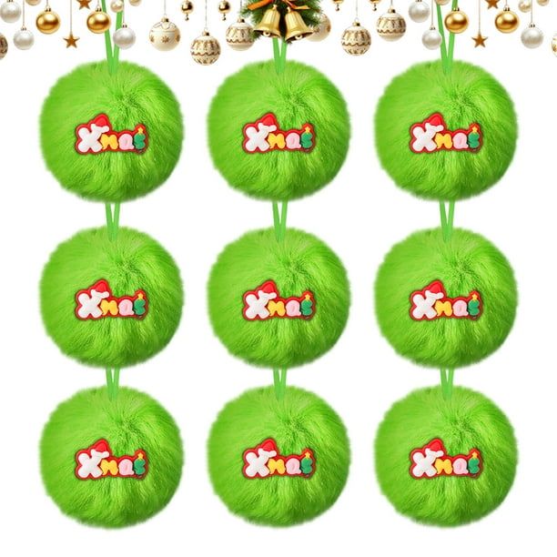 Herunwer Lime Green Furry Elf Christmas Tree Ornaments - Hanging Ball Ornaments for Christmas Party & Home Decorations