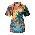 thumbnail image 4 of DENGDENG Hawaiian Shirts For Men And Women Short Sleeve Tropical Print T-Shirts Summer Button Down Collar Tops Loose Fit Beach Graphic Tee Casual Trendy Blouses 2024, Yellow L, 4 of 5