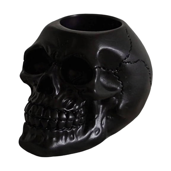 Skull Candle Holder Gothic Human Skull Tealight Holder, Skull Bone Candlestick for Halloween Home Bar Party Tabletop Decor and Gothic Displays
