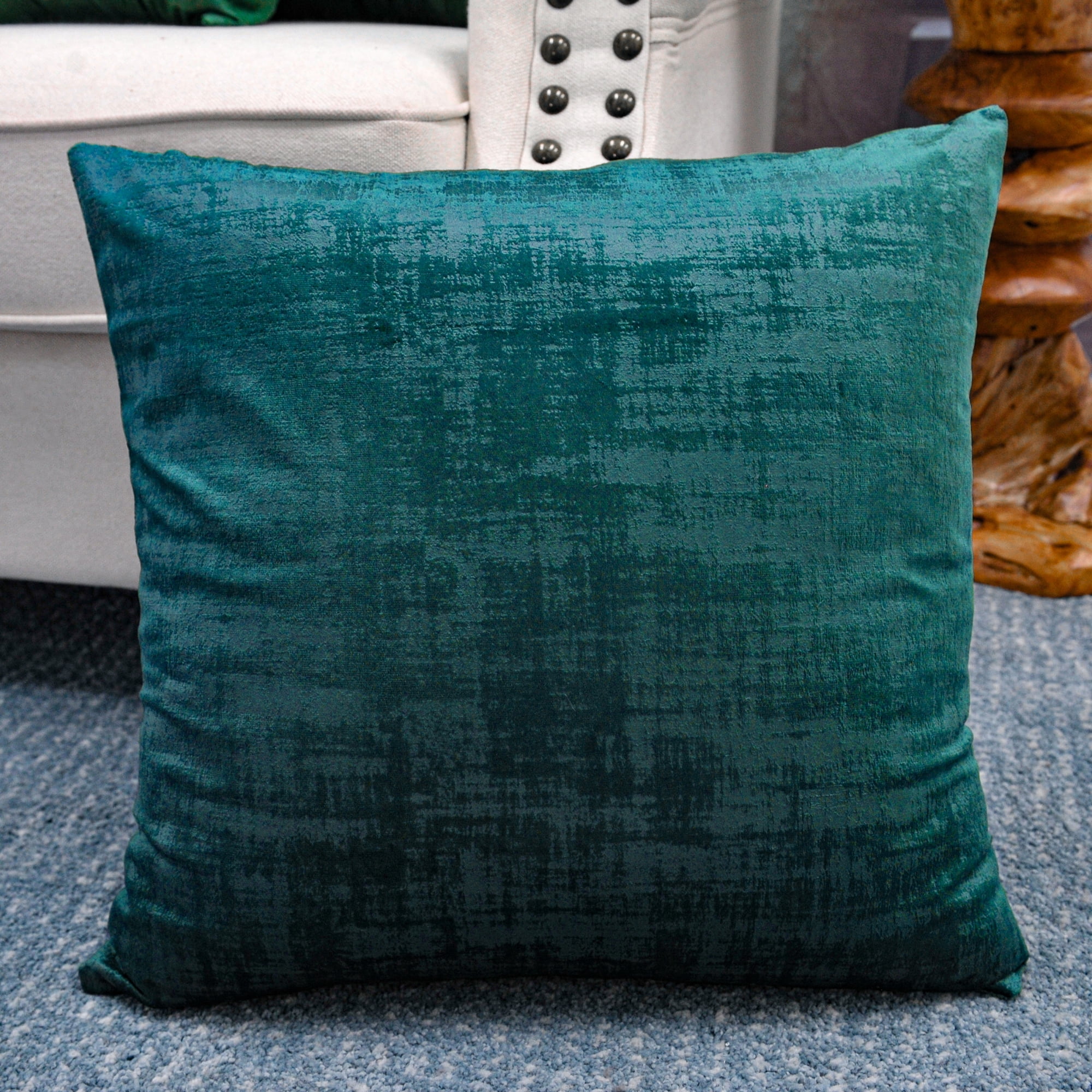 Home Soft Things Textured Velvet 4 Piece Throw Pillow Cover Set - Deep Teal - 20" x 20"