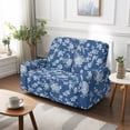 thumbnail image 7 of TSOVTHRID Vintage Floral Blue Print Loveseat Recliner Covers Soft Reclining Loveseat Slipcover 6-Piece Stretch Polyester Recliner Cover for 2 Seat Sofa Couch, 7 of 7