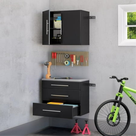 

Prepac HangUps 2 Piece 30 Wooden Garage Storage Cabinet Set A in Black