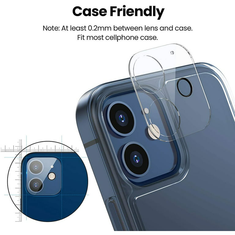 Camera Lens Protector for Apple iPhone 12 (6.1 inch) Tempered Glass Back Camera Anti-Glare, Case Friendly for iPhone 12 [Clear Transparent ]