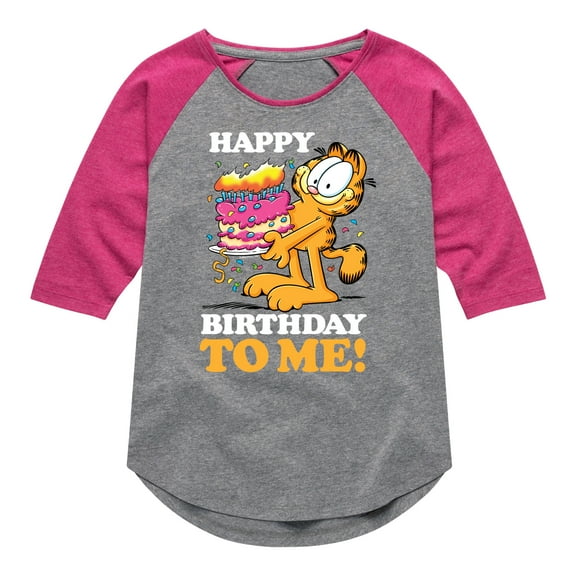 Garfield - Happy Birthday To Me - Toddler & Youth Girls Raglan Graphic T-Shirt