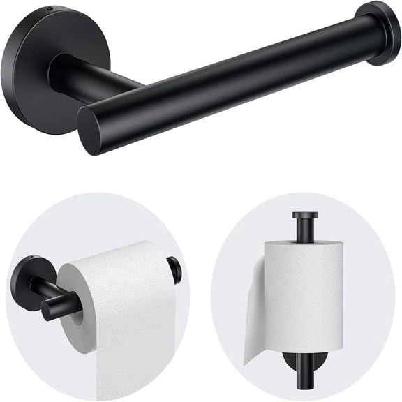 Toilet Paper Holder Wall Mount - Sturdy Round Matte Black Toilet Paper Holder for Mega Roll, Premium 304 Stainless Steel Toilet Paper Roll Holder for Bathroom, Washroom, Black