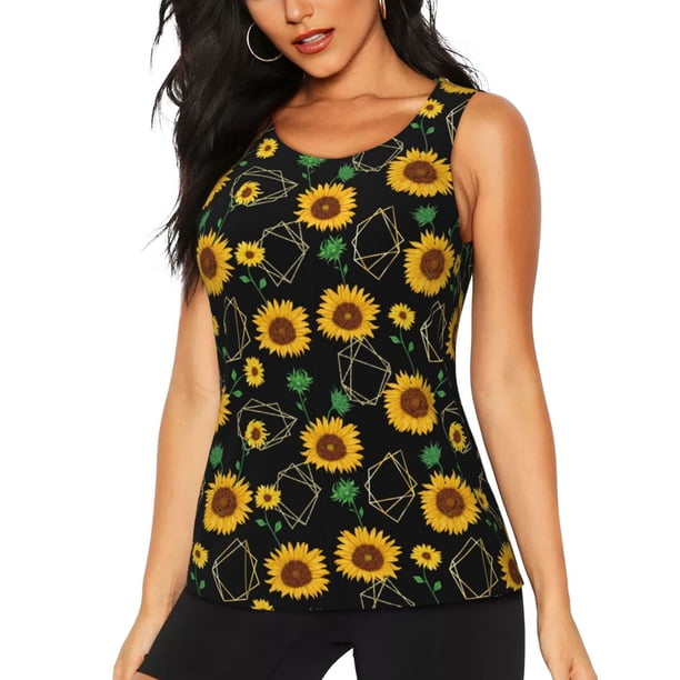 Fotbe Flower (2) Blusas Sin Mangas para Mujer – Estilo Casual, Corte Suelto, Slim-Fit, Cuello Redondo Deportivo, Tops de Verano para Gimnasio y Yoga-Medium