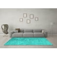 thumbnail image 3 of Ahgly Company Machine Washable Indoor Rectangle Patchwork Turquoise Blue Transitional Area Rugs, 4' x 6', 3 of 4
