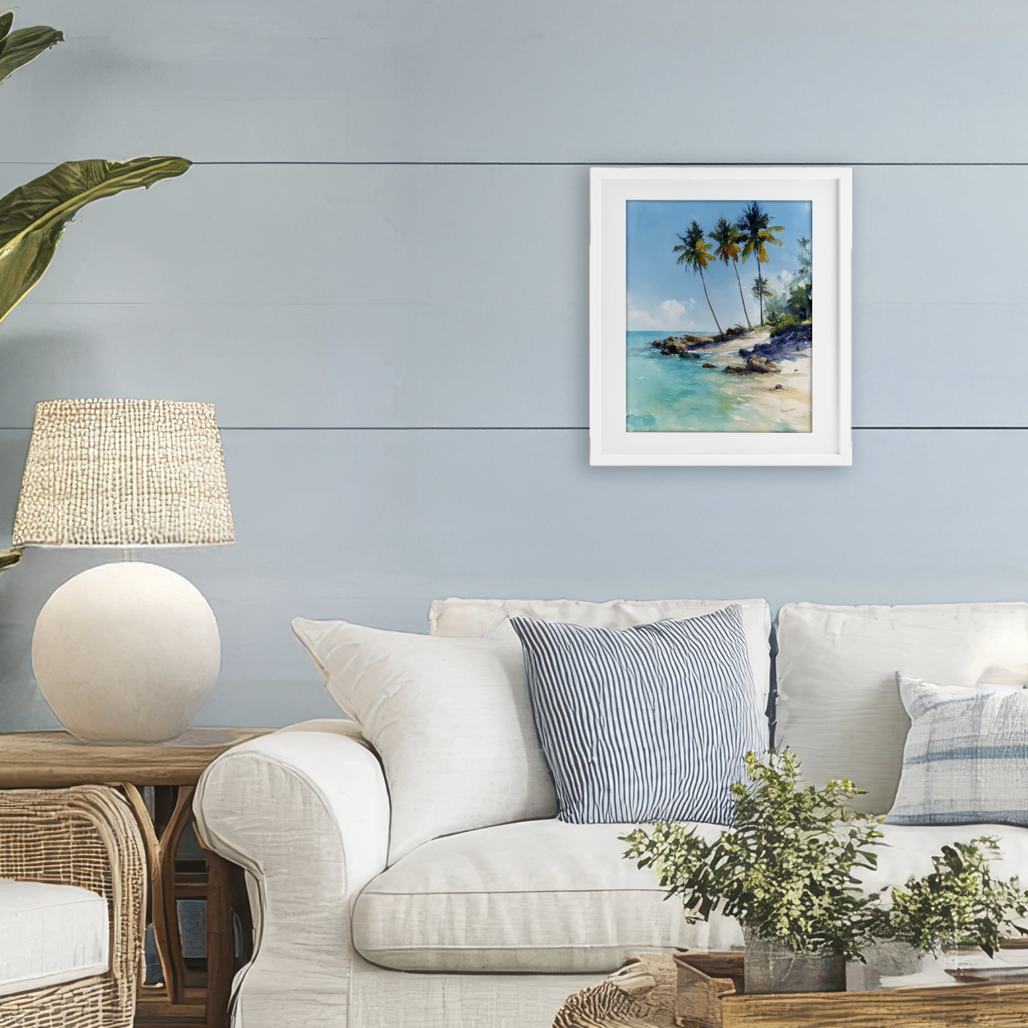 Stupell Industries Rocky Tropical Shore White Framed Print Under Glass, design by Franklyn Gregory