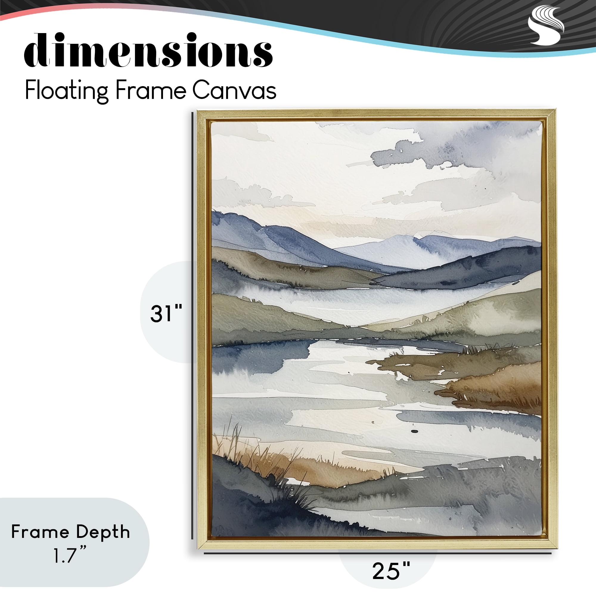 Stupell Industries Flow Of Water Pond Gold Framed Floater Canvas Wall Art, design by Alonza Saunders