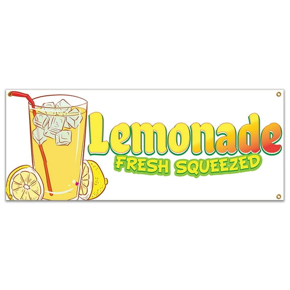 SignMission B-Lemonade Fresh Squeezed19 48 in. Lemonade Fresh Squeezed Banner with Concession Stand Food Truck Single Sided