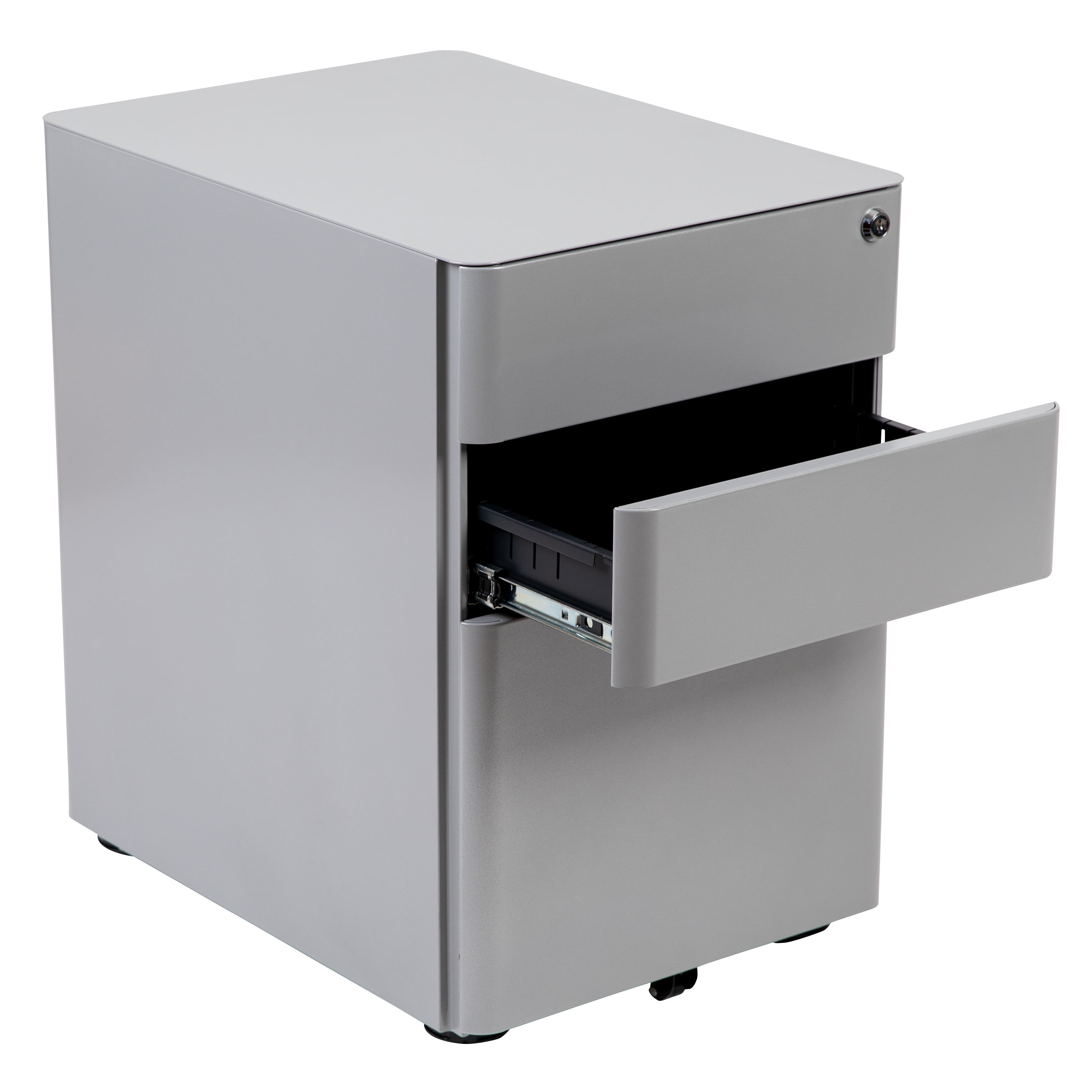 Flash Furniture Warner Modern 3-Drawer Mobile Locking Filing Cabinet with Anti-Tilt Mechanism and Hanging Drawer for Legal & Letter Files, Gray