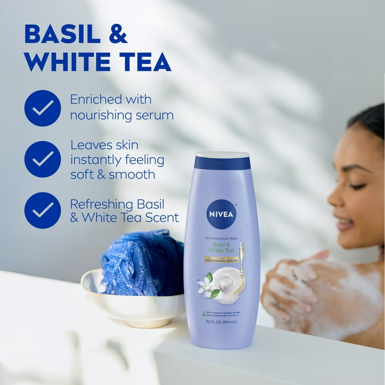 NIVEA Pampering Shower Basil & White Tea Body Wash with Nourishing