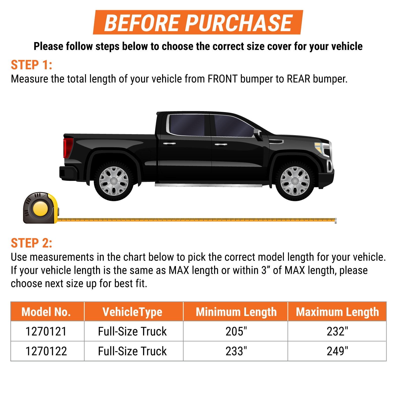 Armor All Truck Cover, Heavy Duty All Weather Protection, Fits Trucks Length up to 249", Grey