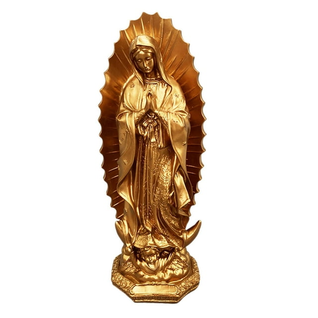 yuksok Blessed Mary Statue Décorative en Résine pour Table Chambre Décoration Maison Dorée
