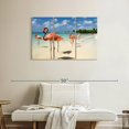 thumbnail image 2 of Elephant Stock Aruba Beach Pink Flamingos Wall Art - Horizontal Multi Panel Canvas - Living Room Wall Decor - Animal Multi Panel - Blue And Beige Decor - 38" x 24", 2 of 4