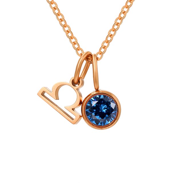 Collier Rune Tridimensionnel des Douze Constellations, Luxe Léger, Couleur, Collier Pierre de Naissance en Strass, Collier en Acier Inoxydable