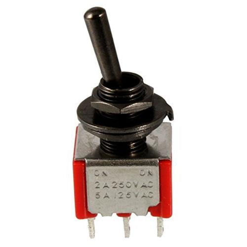 On-On DPDT Round Bat Mini Guitar Switch Black Chrome