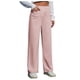 thumbnail image 1 of Pantalones de trabajo de cintura alta para mujer - Pantalones elásticos rectos de pierna ancha con botones y bolsillos, 1 of 5
