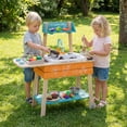 thumbnail image 4 of Costway Outdoor Kids Play Kitchen Set, Wooden Toy Kitchen Playset with Removable Sink, 4 of 11