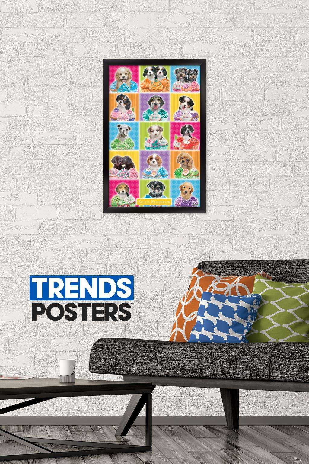 Keith Kimberlin - Puppies - Cupcakes Wall Poster, 14.725" x 22.375", Framed