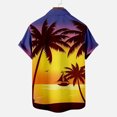 thumbnail image 3 of Mixpiju Summer short-sleeved men's flower shirt short-sleeved trendy personalized casual floral button down Hawaiian shirt 100% cotton Purple XXL, 3 of 3