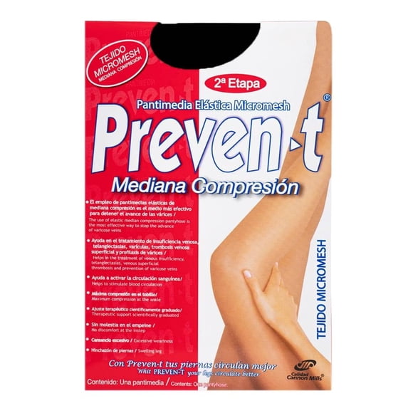 Pantimedia Preven-t para Mujer, Negro Talla G