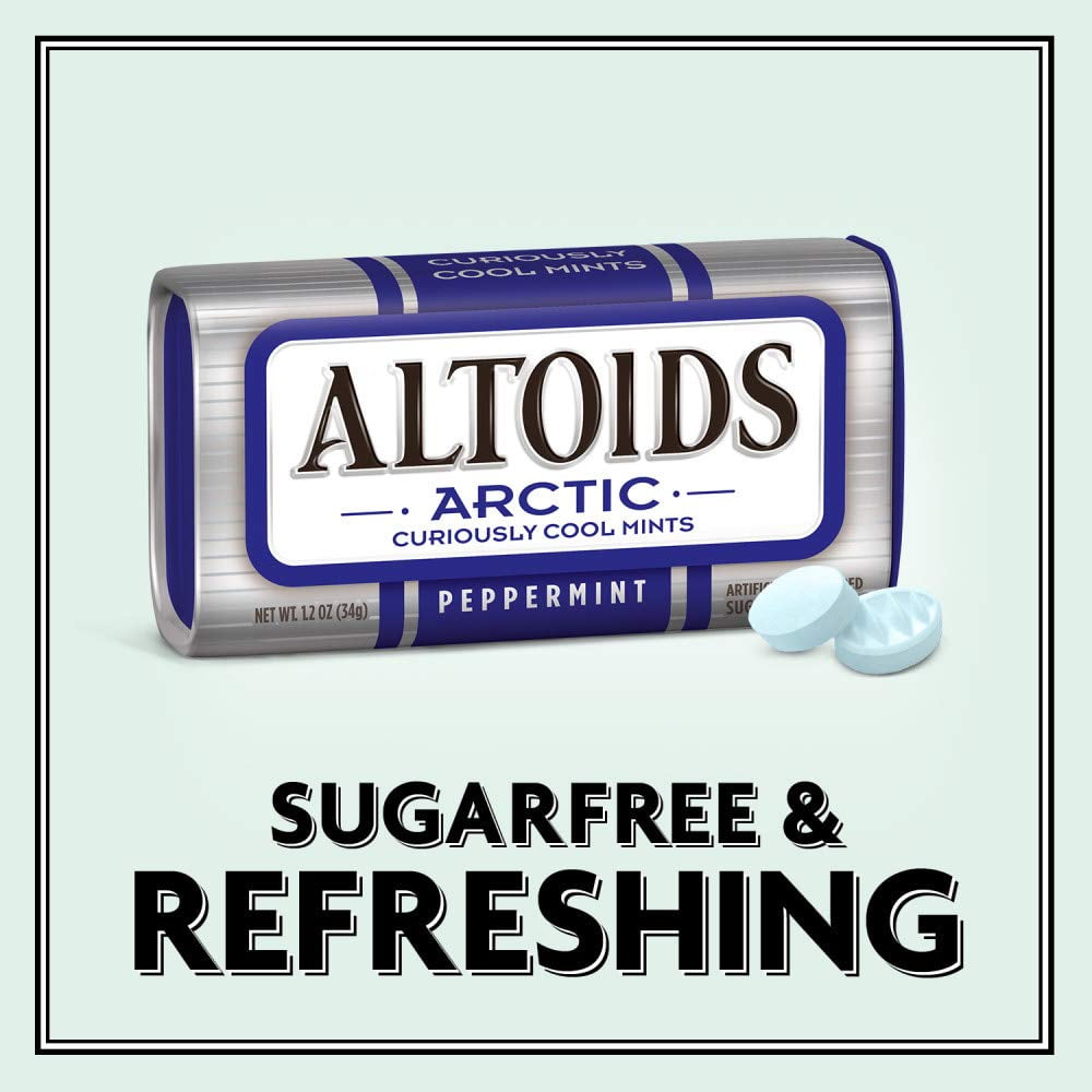 Arctic Peppermint Breath Mints, Pack of 12, 1.2 Oz | ALTOIDS Sugar-Free Peppermint, Keto-Friendly Hard Candies, Fresh Breath Mints, Classic Mint Flavor | Ships in an Aromatik™ Damage Proof Box